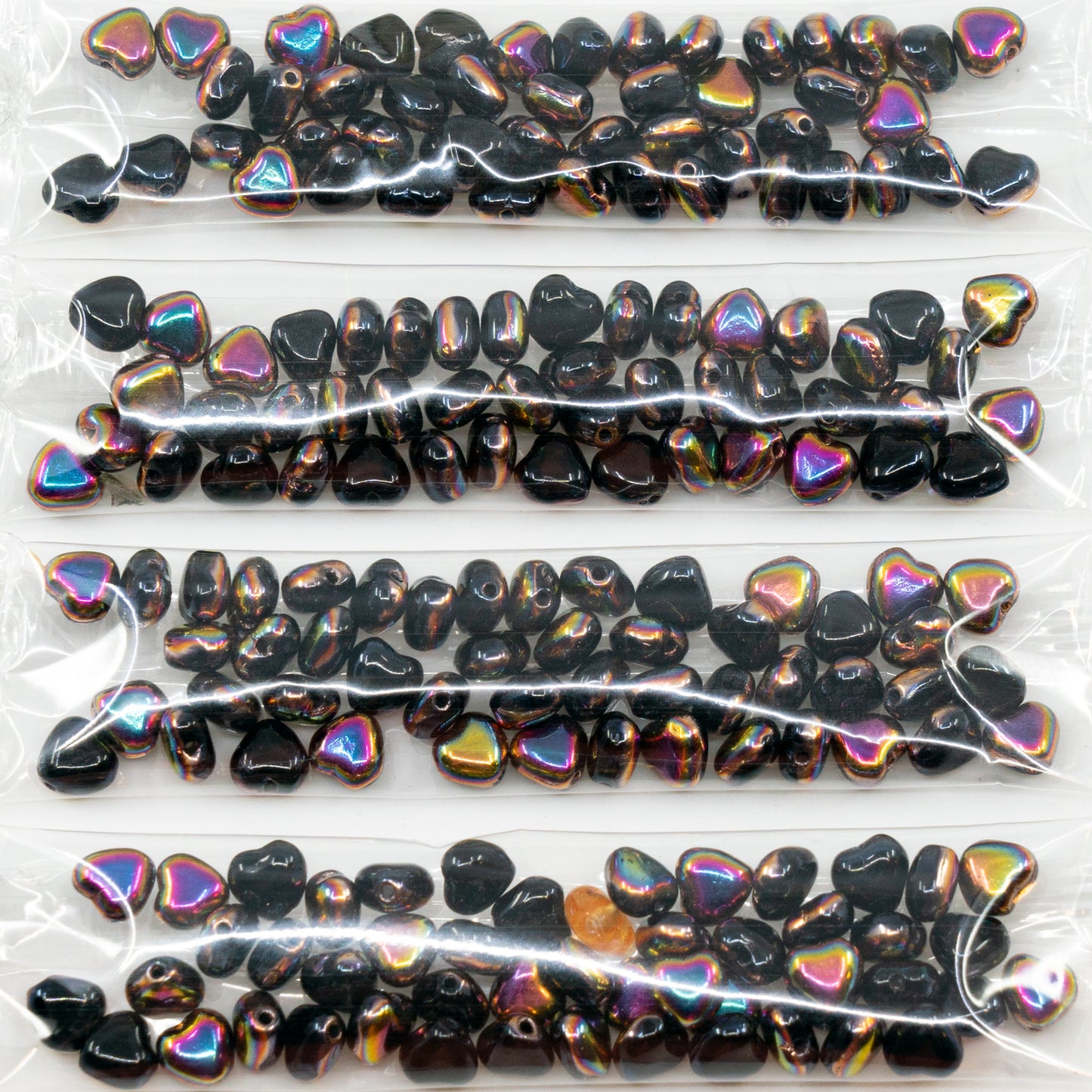 清仓 10克心形珠子,6 x 6毫米,黑色亮面(23980-29500),玻璃,捷克共和国