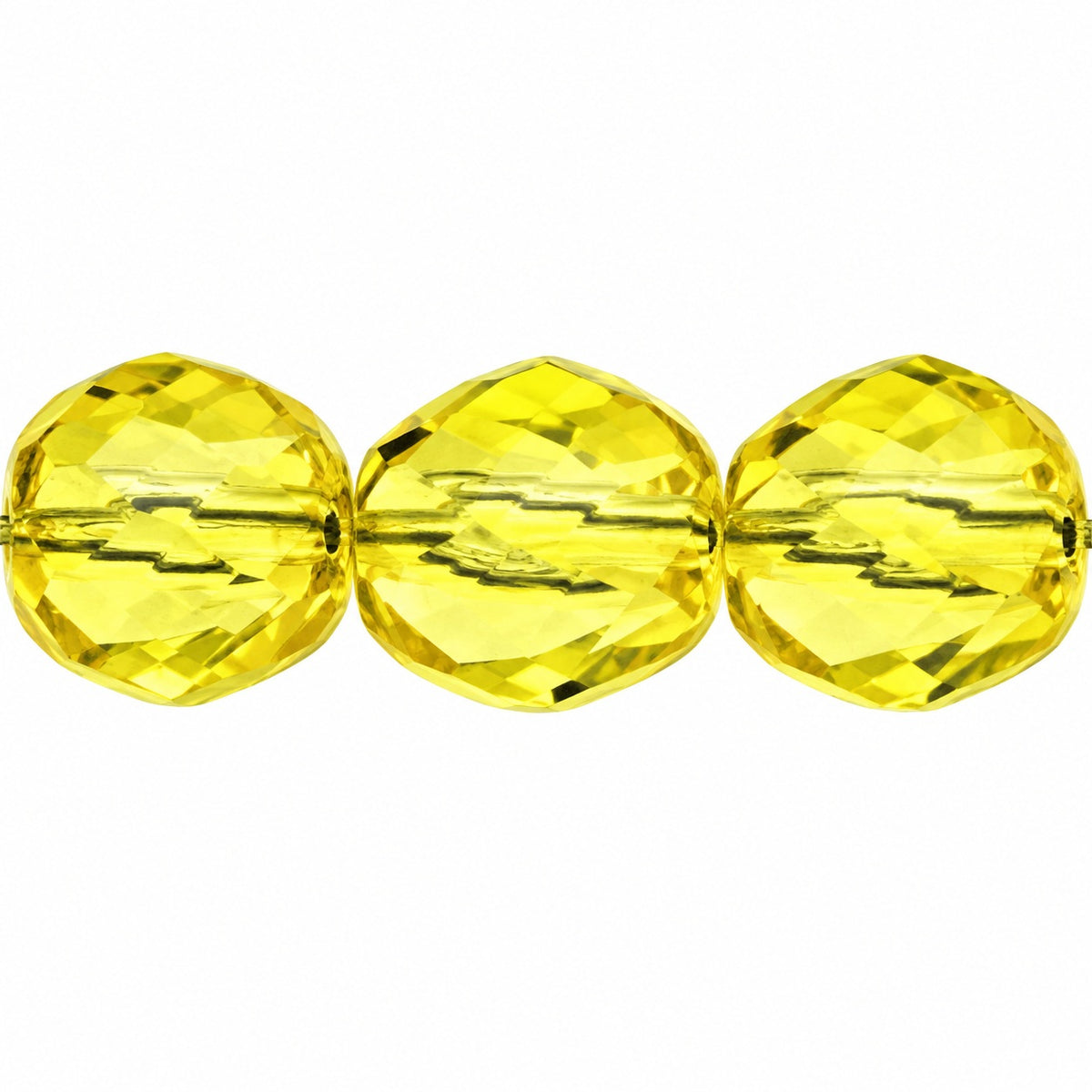 Shutter Cut Faceted Fire Polish Beads, Transparent Yellow (80120), Glass, Czech Republic