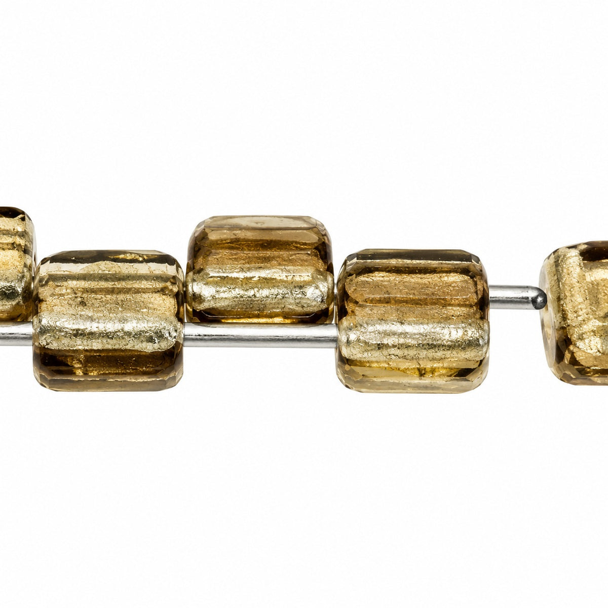 2-Hole Square Beads, Transparent Gray (40020), Glass, Czech Republic