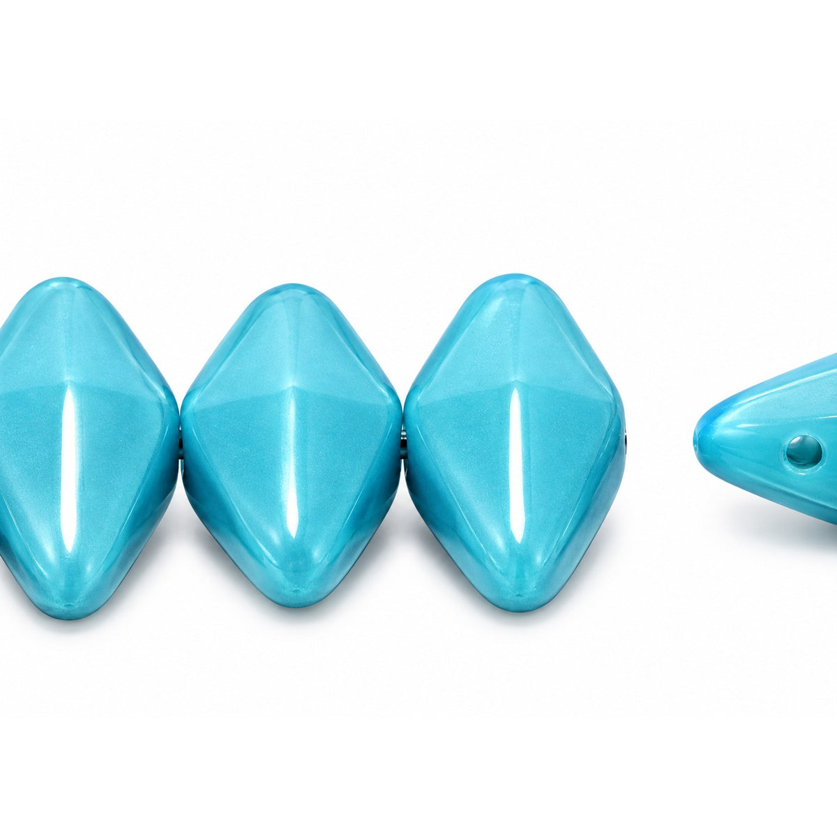 Oval Olive Beads, Turquoise Blue (63030), Glass, Czech Republic