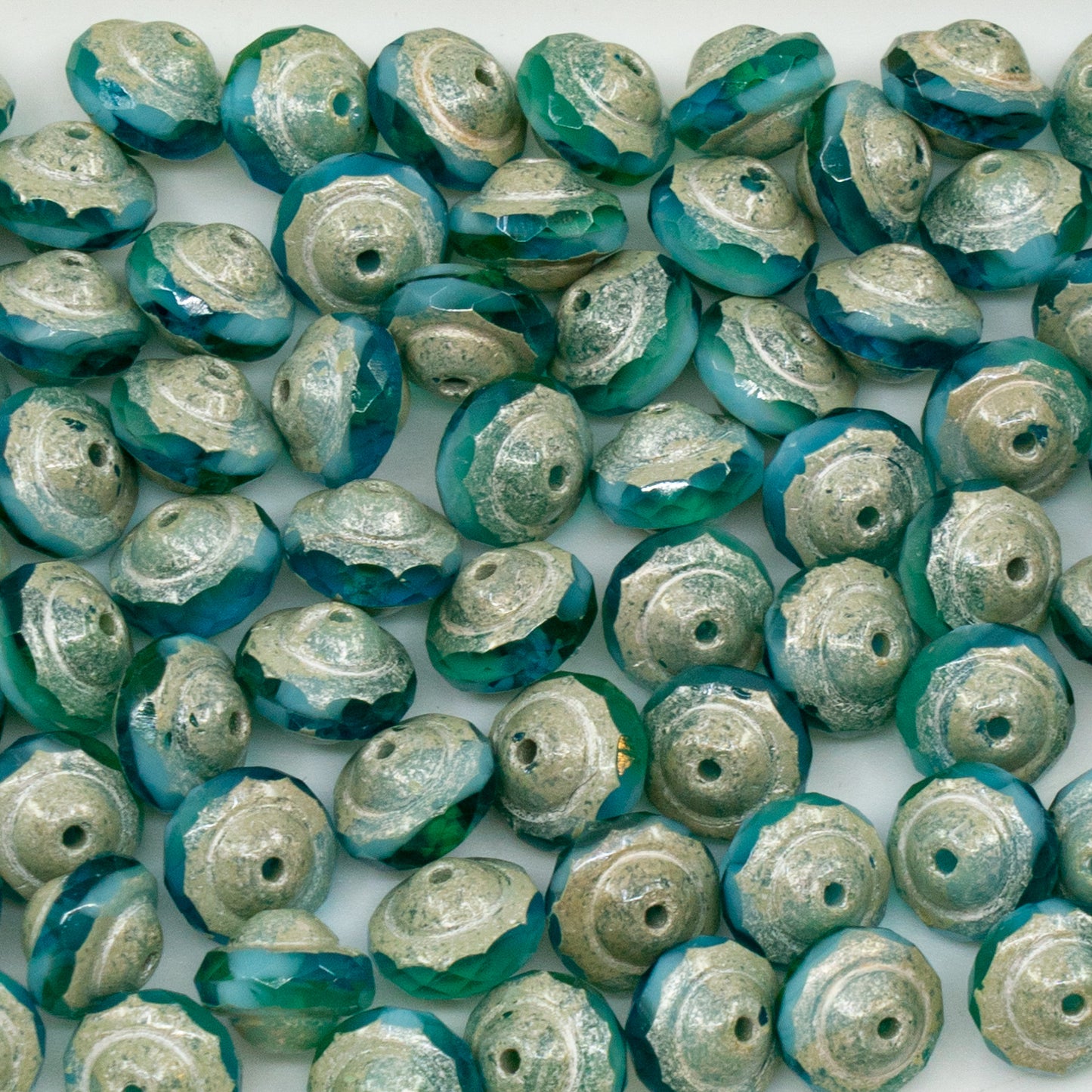 OUTLET 10g Faceted Special Cut Beads, 6 x 8 mm, Lg012 Antique Silver Patina (lg012-81002), Glass, Czech Republic