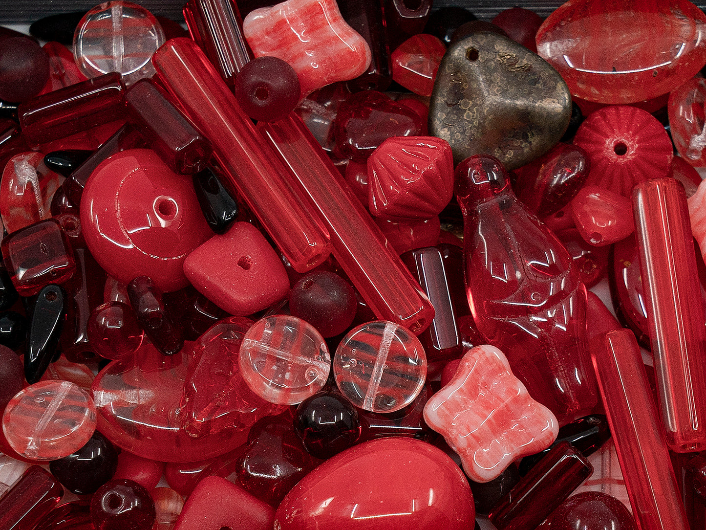 OUTLET Mix Of Unique Czech Bohemia Glass Pressed Beads, mm, Glass, Czech Republic