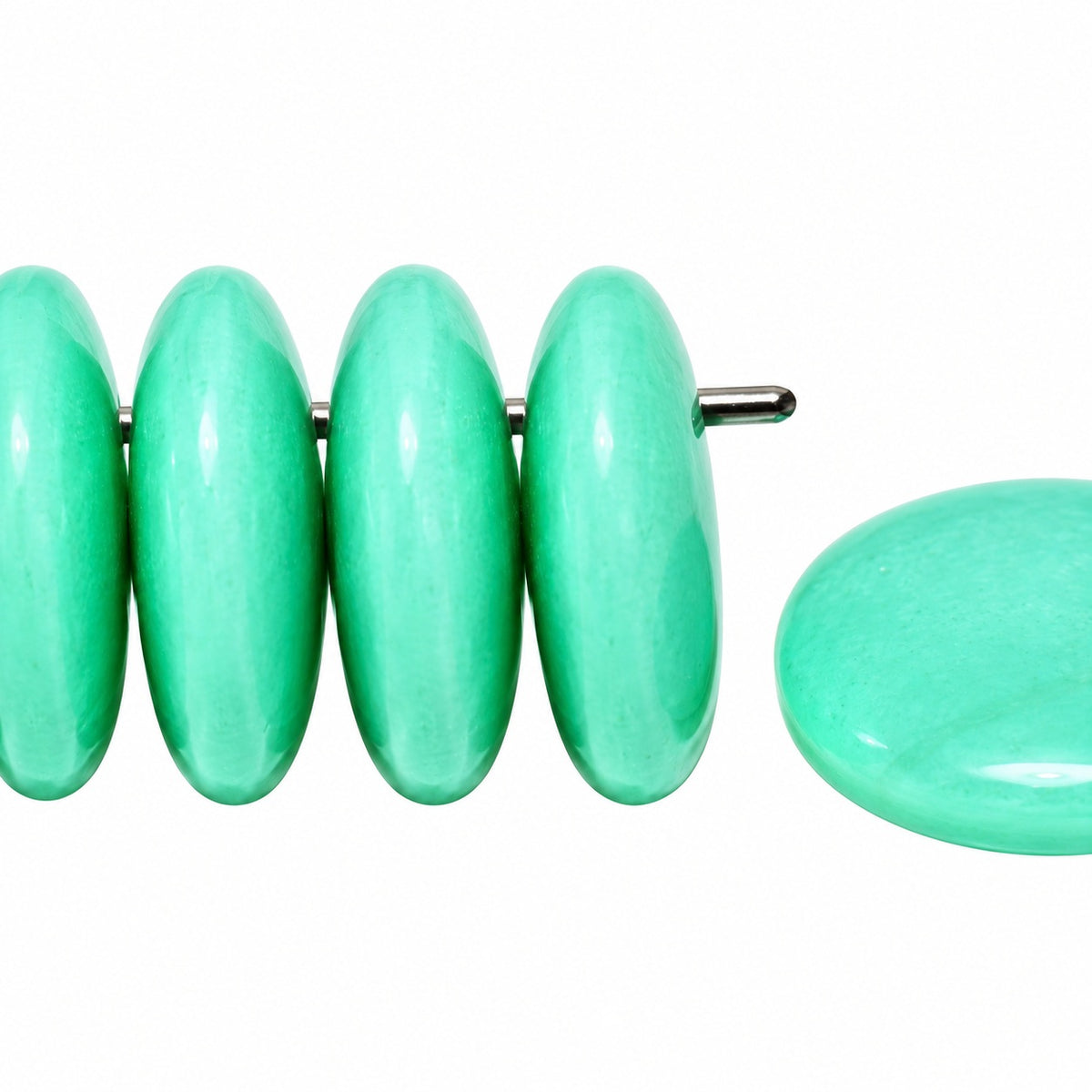Lentil Round Beads, Turquise (63100), Glass, Czech Republic
