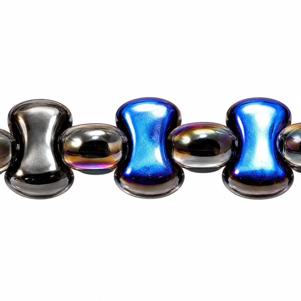 Shaped Pressed Beads, Black 22201 (23980-22201), Glass, Czech Republic