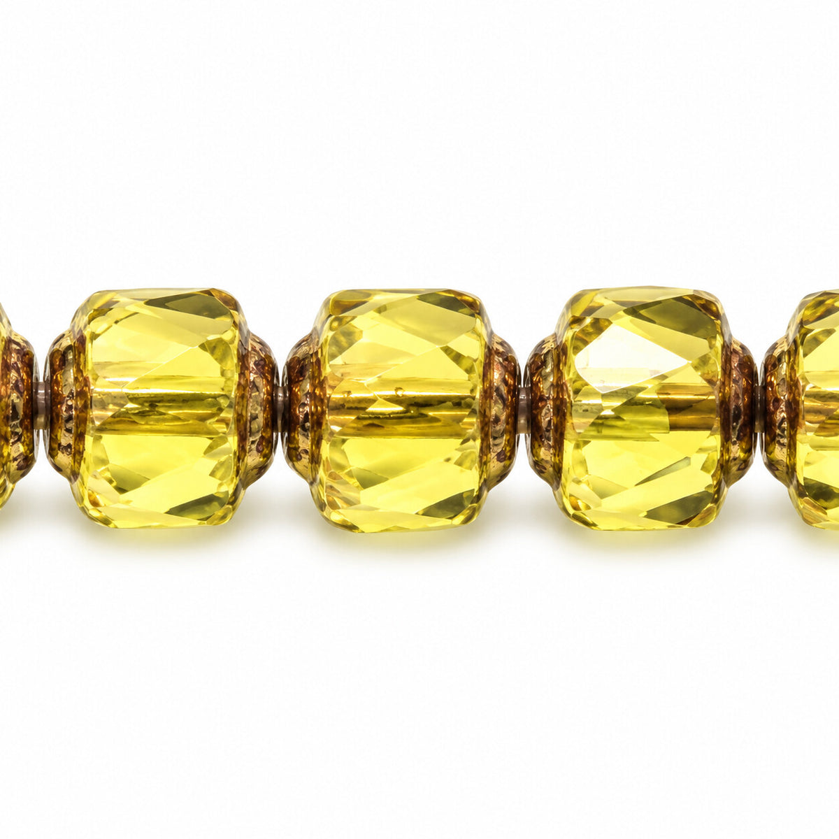 Cathedral Faceted Fire Polished Beads, Transparent Green Bronze (50230-14415), Glass, Czech Republic