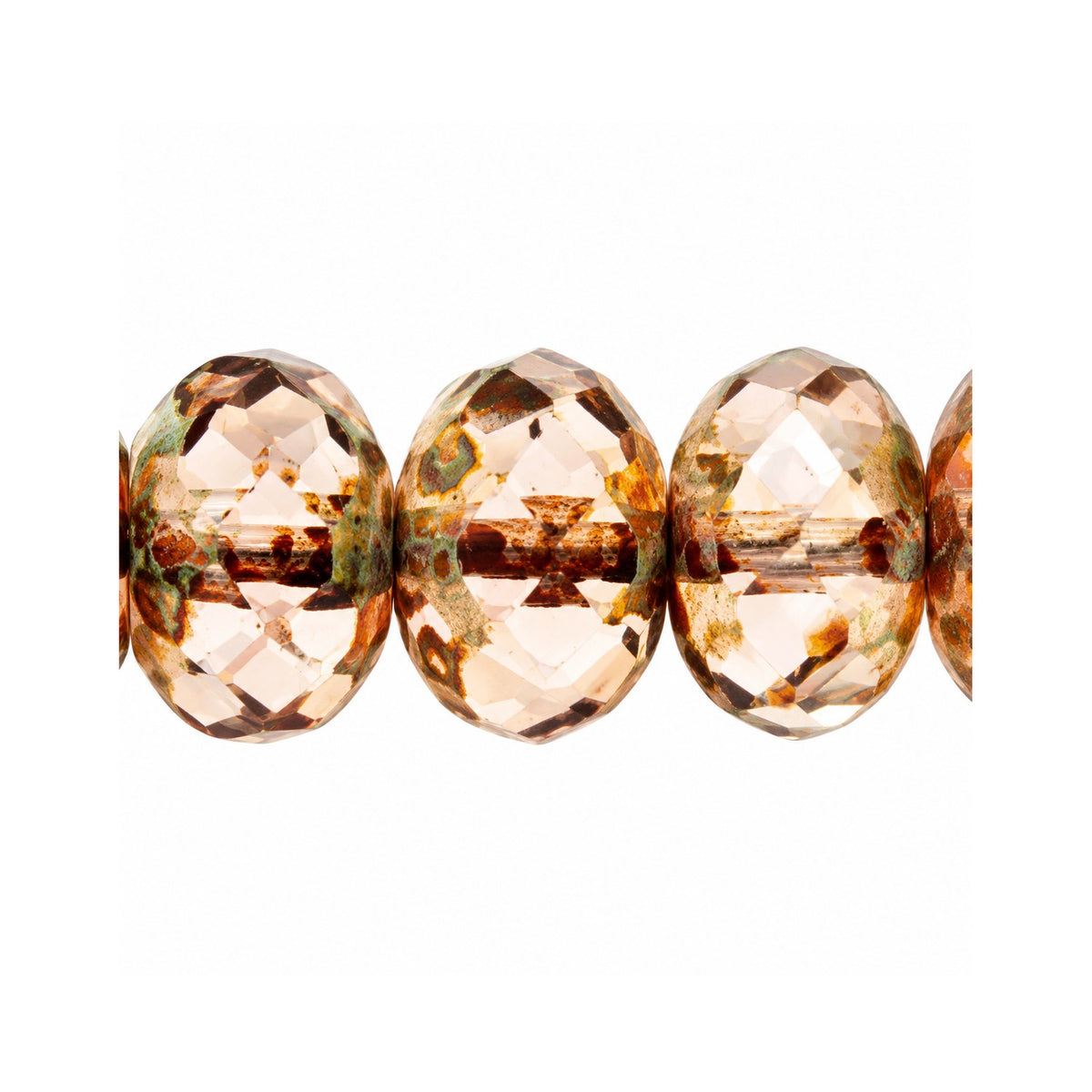 Rondelle Faceted Fire Polish Beads, Transparent Light Amethyst Stain Strong (20010-86805), Glass, Czech Republic