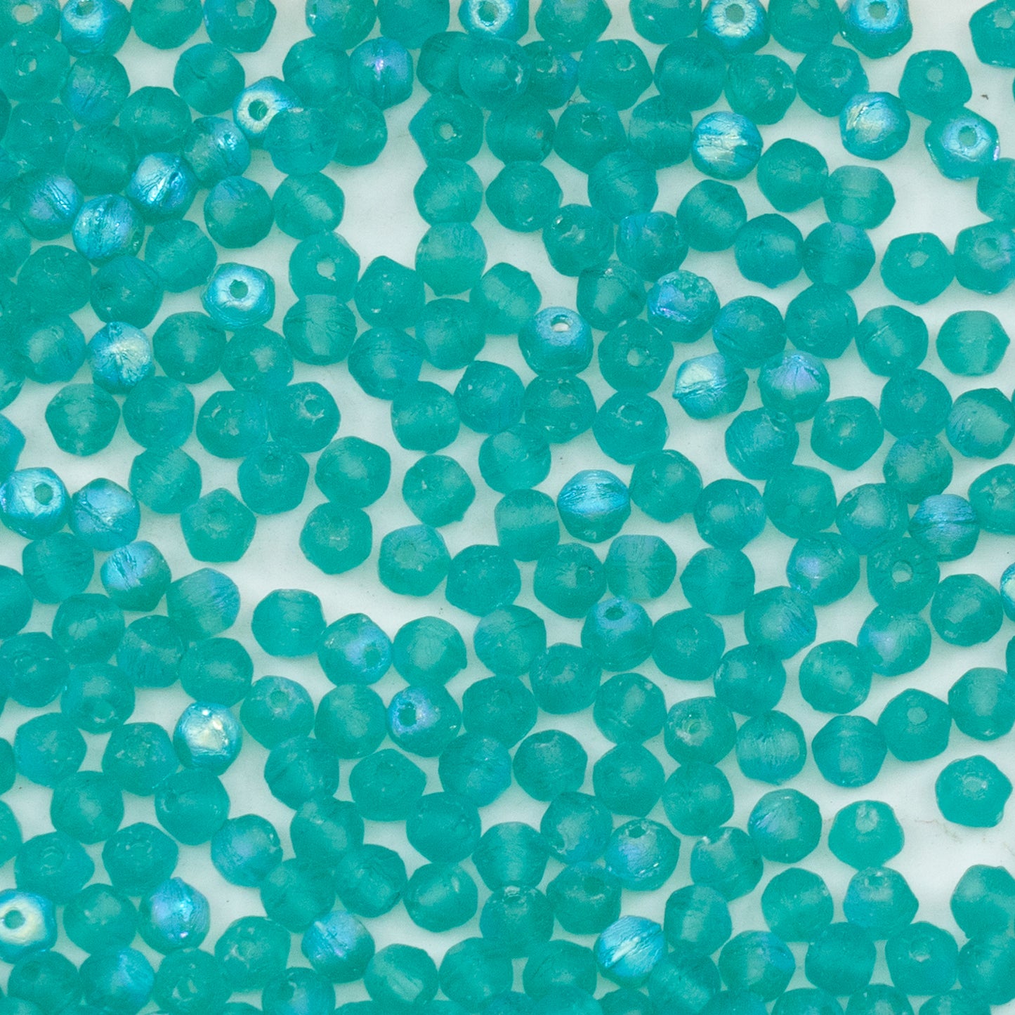OUTLET 250g/50g English Cut Beads, 3.5 x 3.5 mm, Transparent Aqua Matte Ab (60220-84100-28701), Glass, Czech Republic