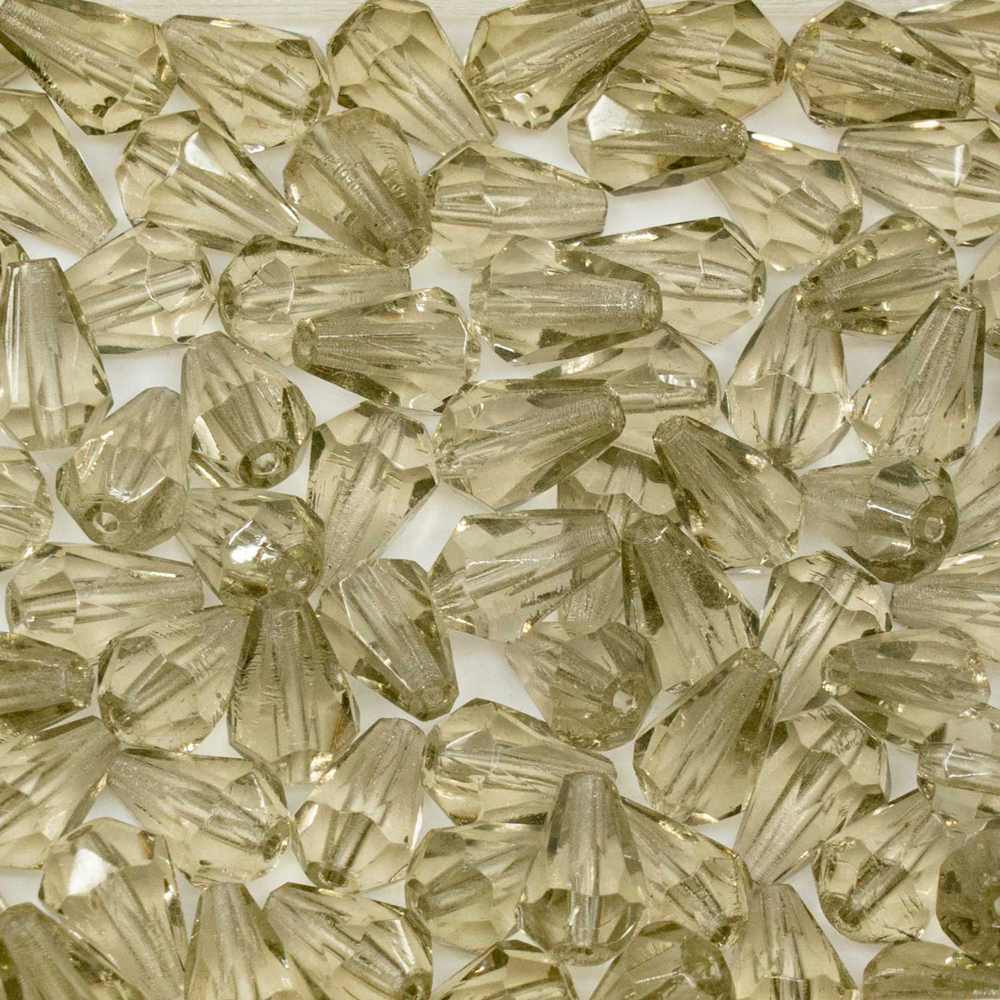 OUTLET 250g Pear Teardrop Beads Faceted Fire Polished, 10 x 7 mm, Gray (00030-81800), Glass, Czech Republic