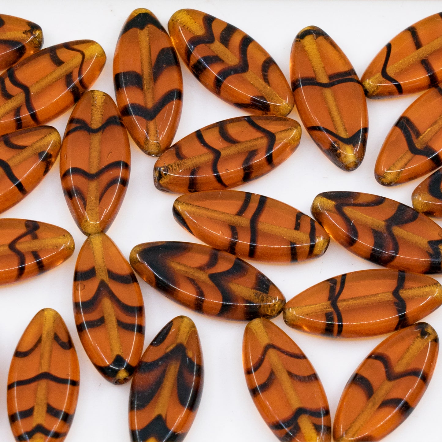 OUTLET 250g/50g Pressed Beads, 18 x 8 mm, Tiger Mixed Colors (TIGER-MIX), Glass, Czech Republic