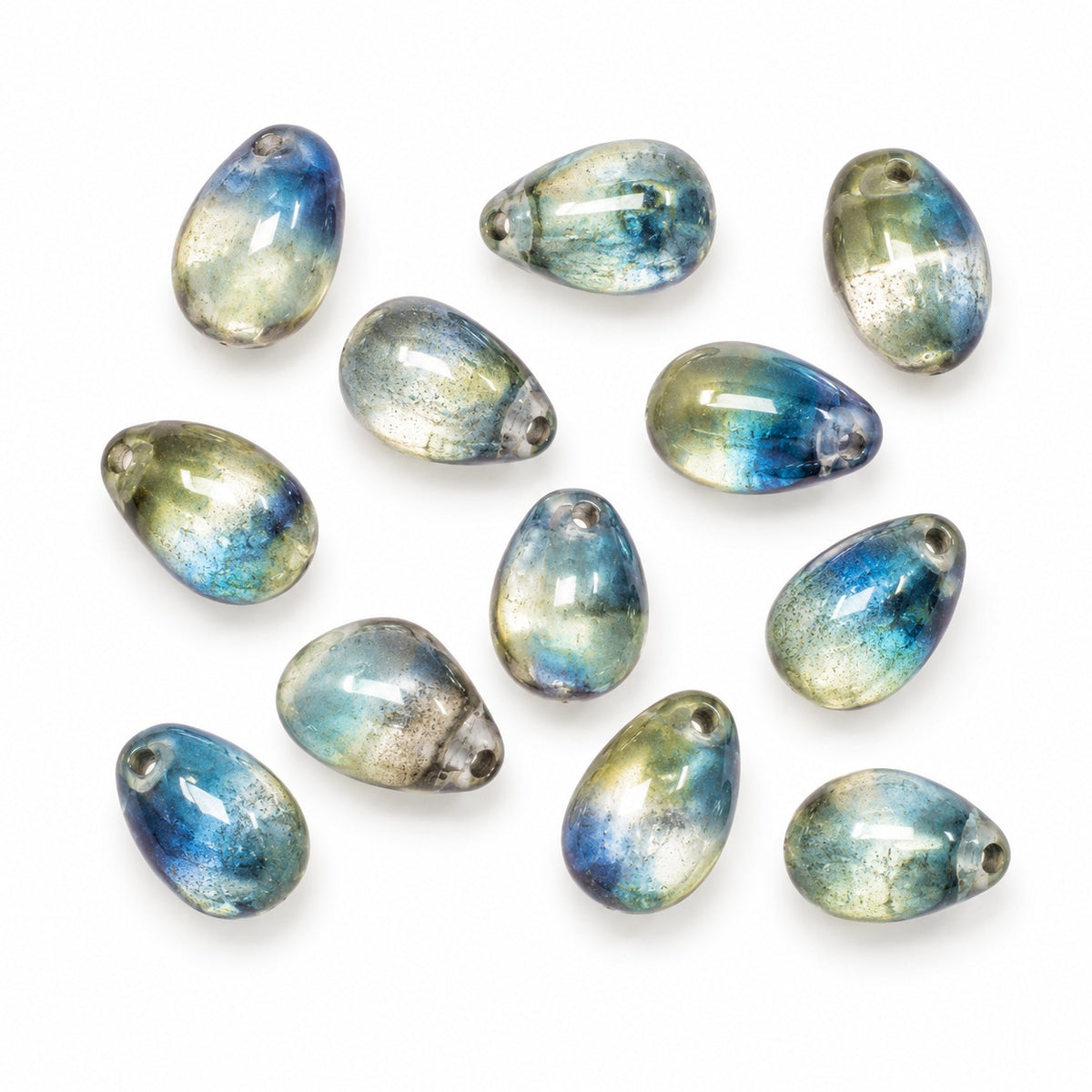 Drop Beads, Mix Yellow Blue 23103 (87301-23103), Glass, Czech Republic