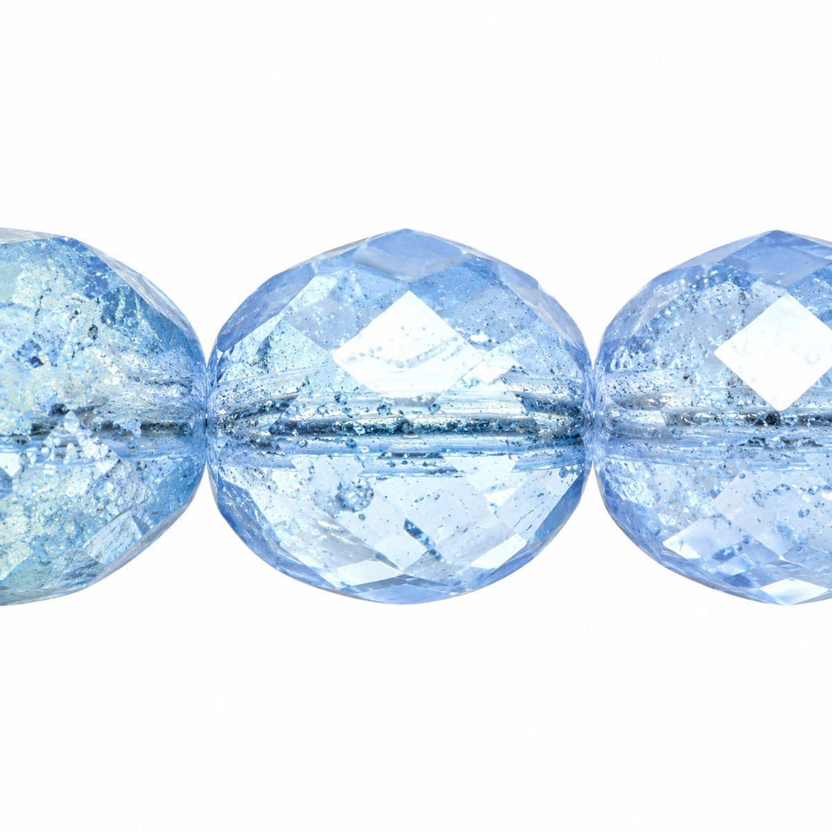 Faceted Round Fire Polished Beads, Transparent Blue 85801 (30020-85801), Glass, Czech Republic