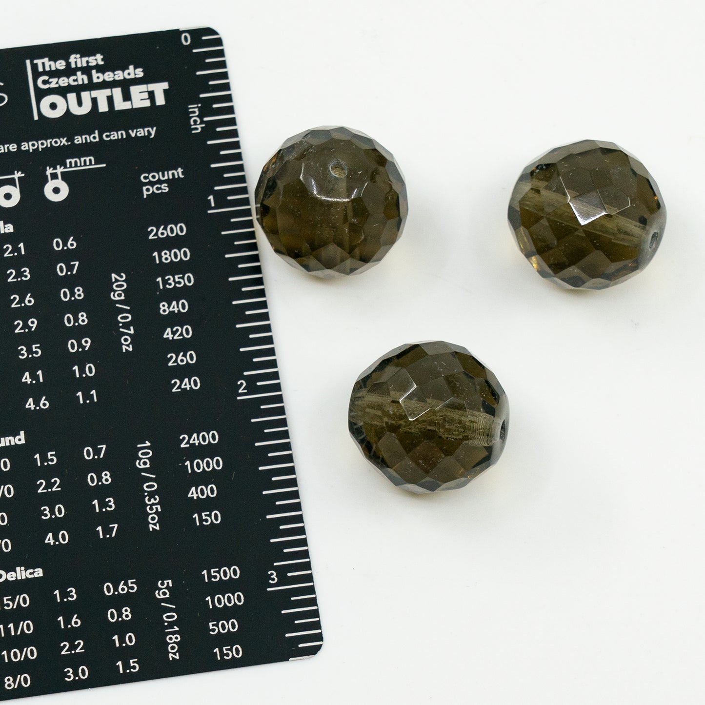 OUTLET 250g Faceted Round Fire Polished Beads, Gray (40010), Glass, Czech Republic