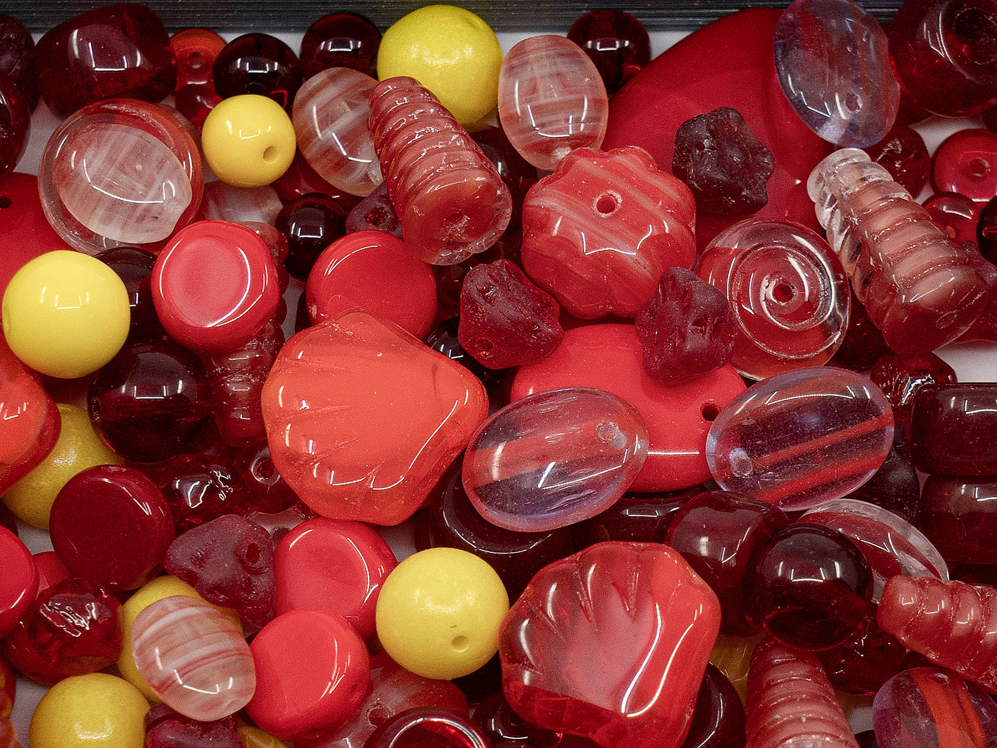 OUTLET Mix Of Unique Czech Bohemia Glass Pressed Beads, mm, Glass, Czech Republic