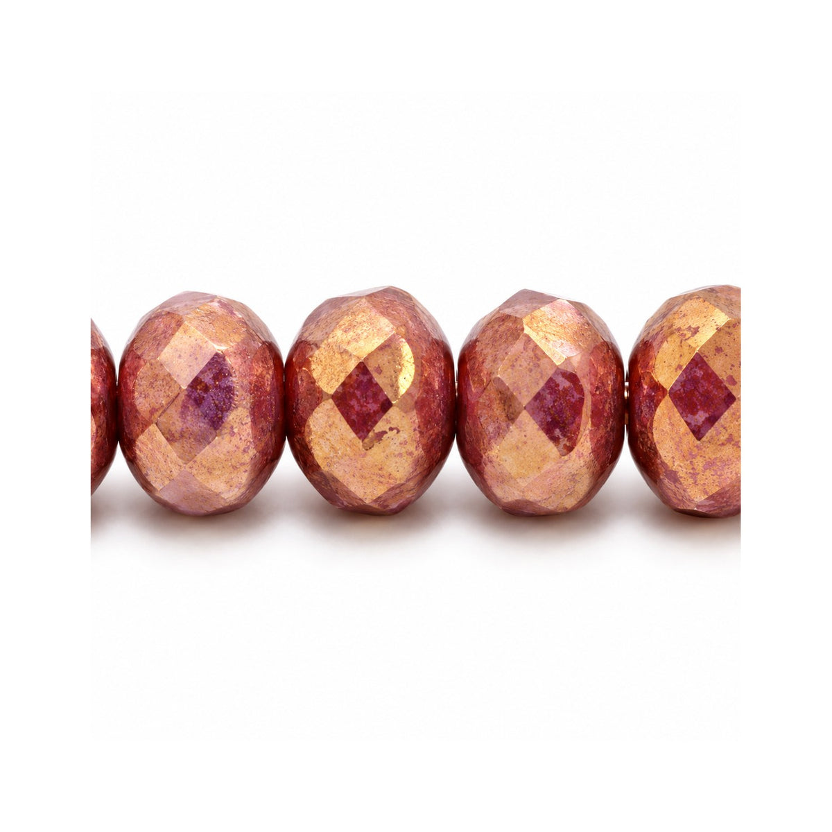Special Cut Faceted Fire Polished Beads, Chalk White Luster Violet Full Coated (03000-14496), Glass, Czech Republic