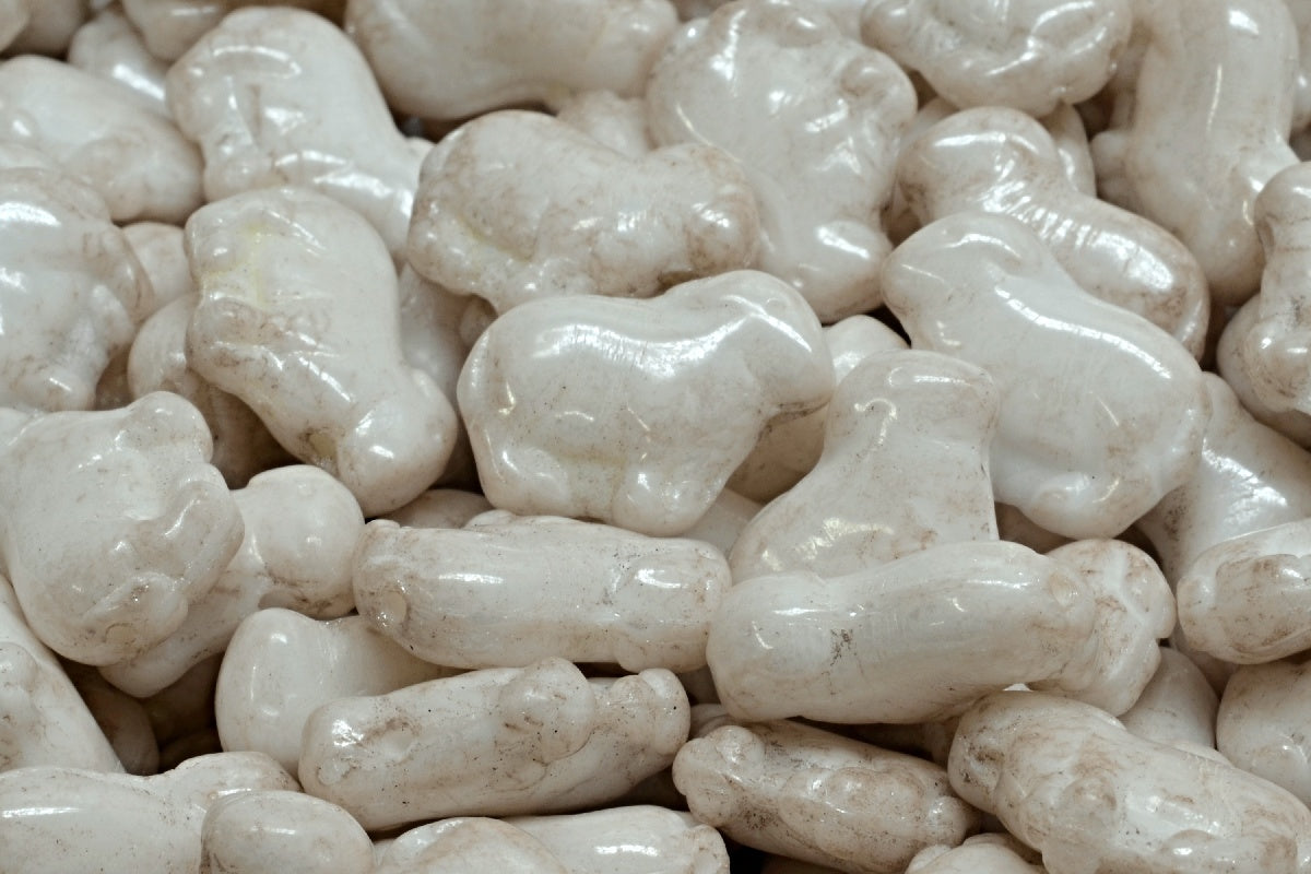 Sheep Pressed Beads, White Hematite (02010-14400), Glass, Czech Republic
