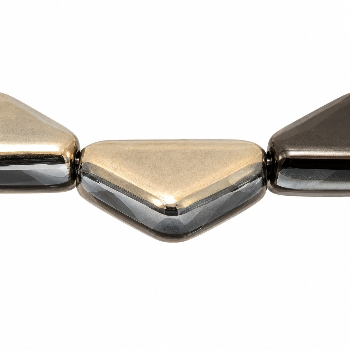 Triangle Pressed Beads, Black Chrom (23980-27401), Glass, Czech Republic