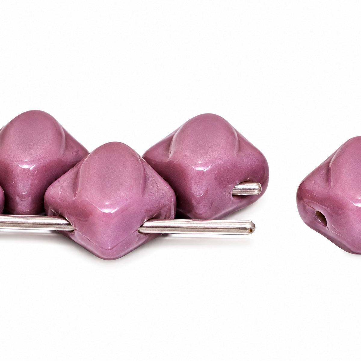Silky 2-Hole Square Beads, Opaque Amethyst (23030), Glass, Czech Republic