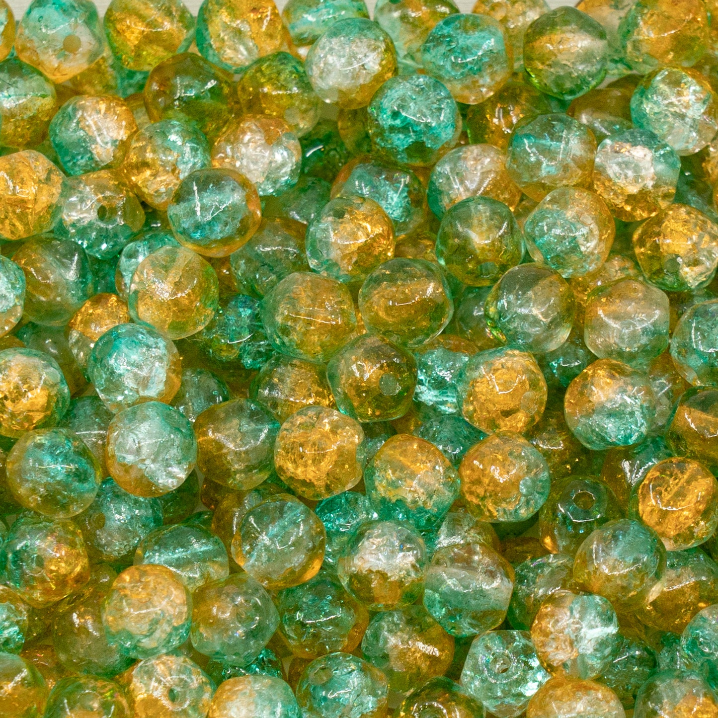 アウトレット 250g イングリッシュカットビーズ ラウンド型 6 x 6 mm クリスタルクラック 48024 (00030-85500-48024) ガラス製 チェコ共和国