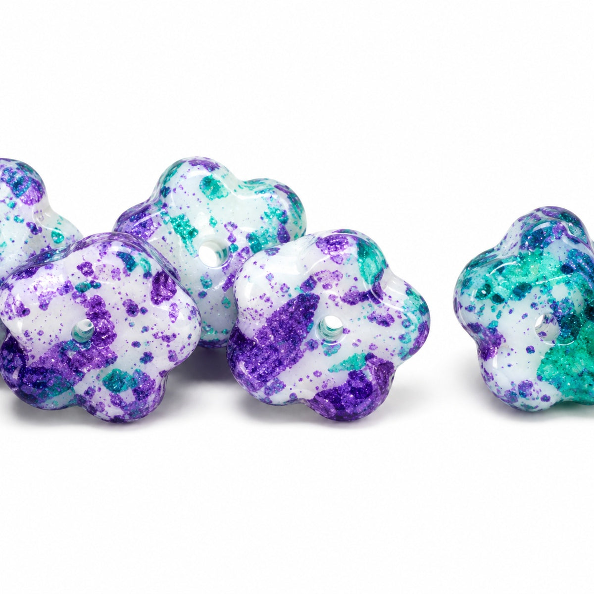 Forget Me Not Beads, White 48511 (02010-48511), Glass, Czech Republic