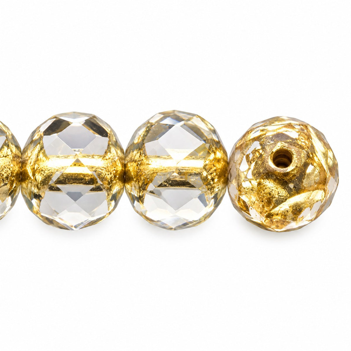 Faceted Fire Polished Beads Special Cut, Crystal Gold Lined (00030-54202), Glass, Czech Republic