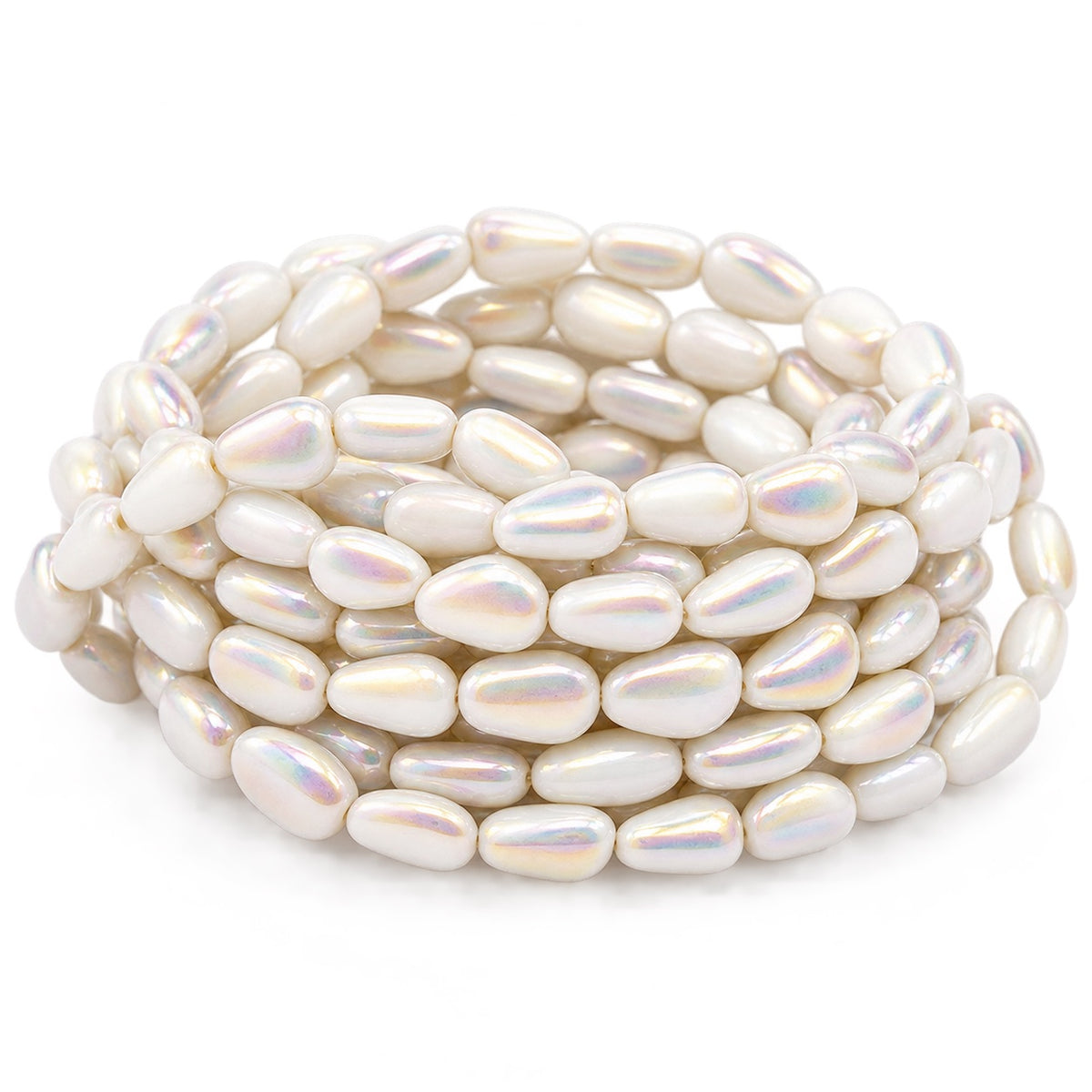 Flat Drop Beads, Chalk White 28706 (03000-28706), Glass, Czech Republic