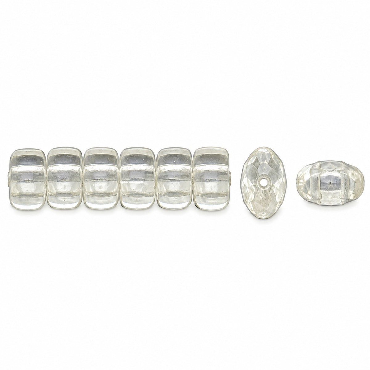 3-Hole Pressed Oval Beads, Crystal (30), Glass, Czech Republic
