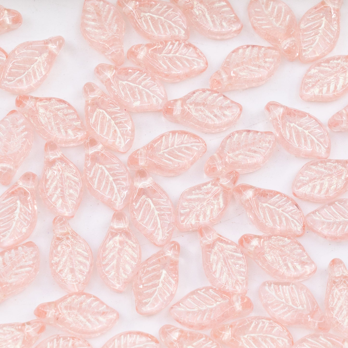 OUTLET 250g/50g Bay Leaf Beads, 6 x 12 mm, Transparent Pink 43801 (70110-43801), Glass, Czech Republic