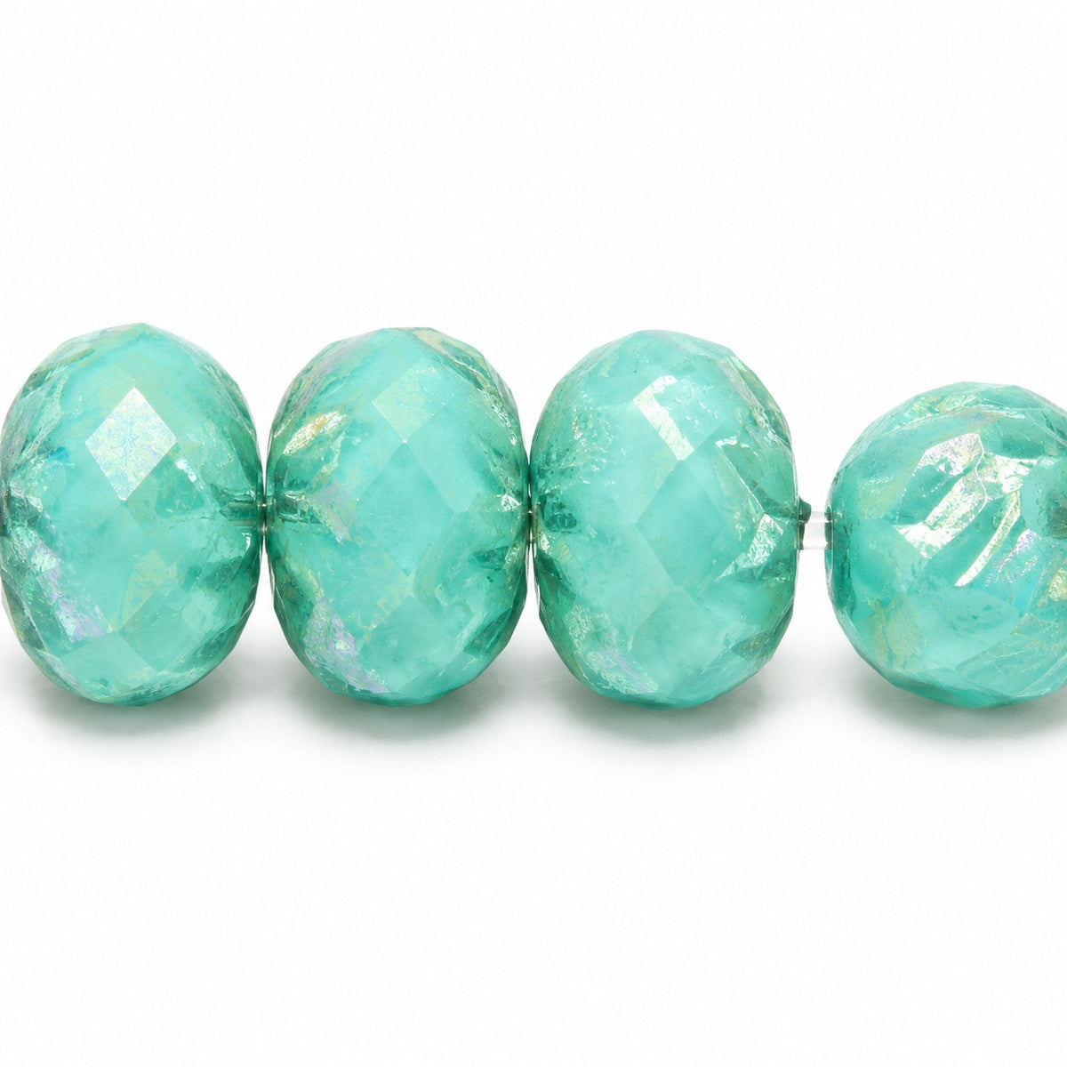 Special Cut Faceted Fire Polished Beads, Turquise Picasso (63120-43400), Glass, Czech Republic