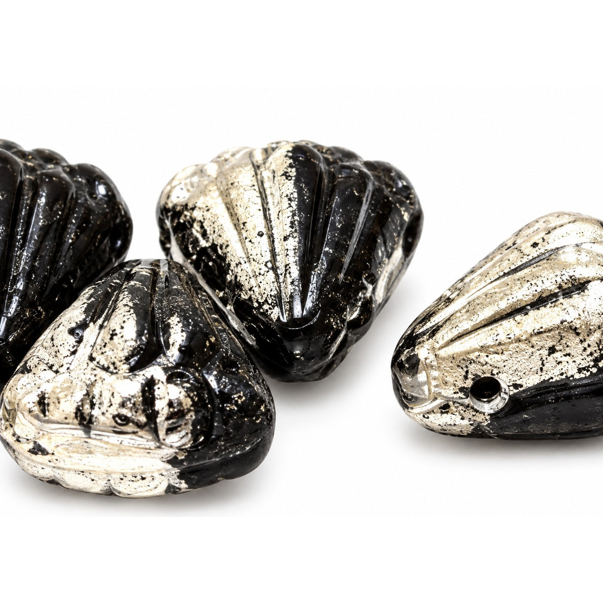 Flower Beads, Black 27501 (23980-27501), Glass, Czech Republic