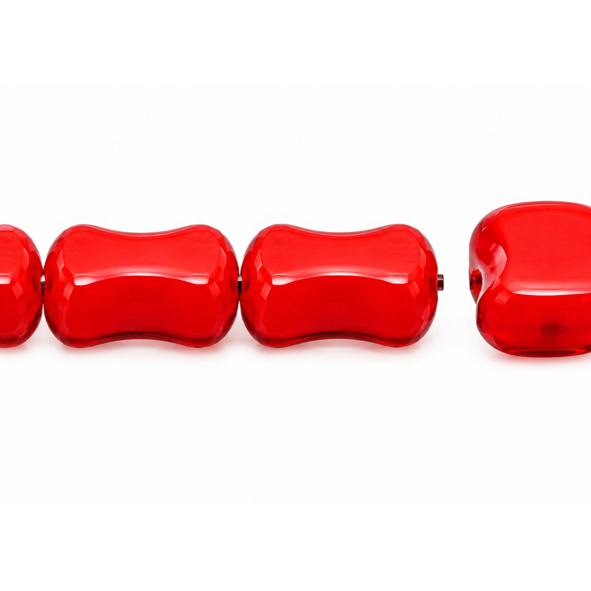 Shaped Pressed Beads, Red (93190), Glass, Czech Republic