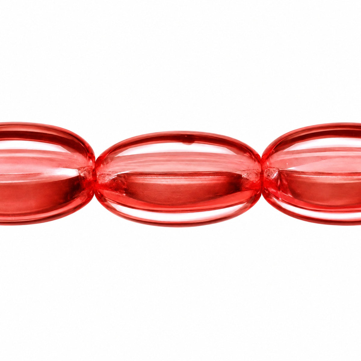 Oval Beads, Transparent Pink (70110), Glass, Czech Republic