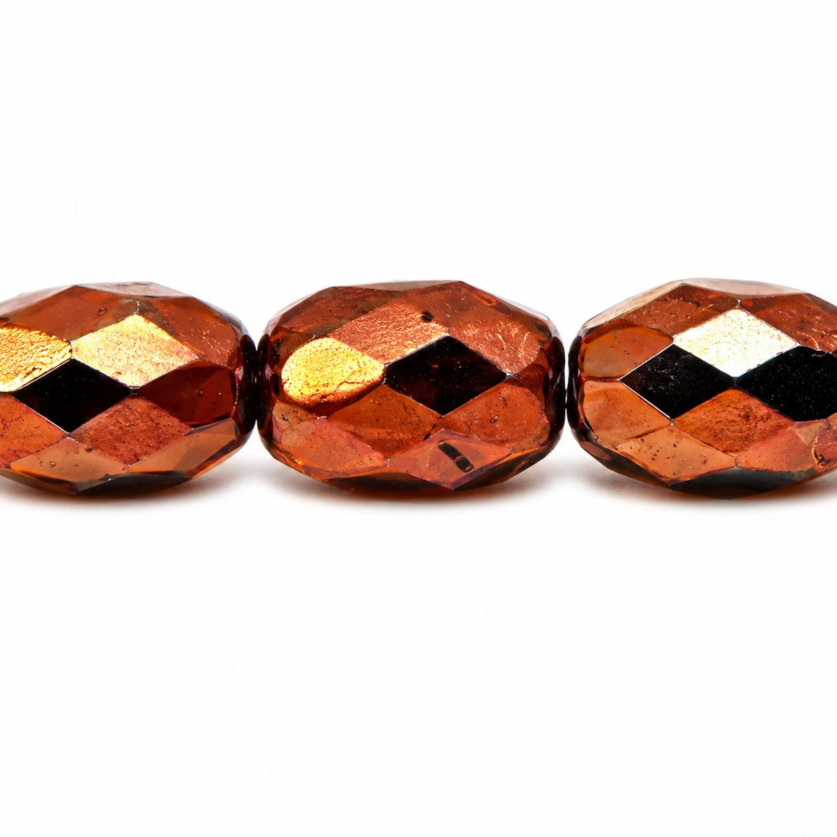 Oval Faceted Beads, Black Bronze (23980-14415), Glass, Czech Republic