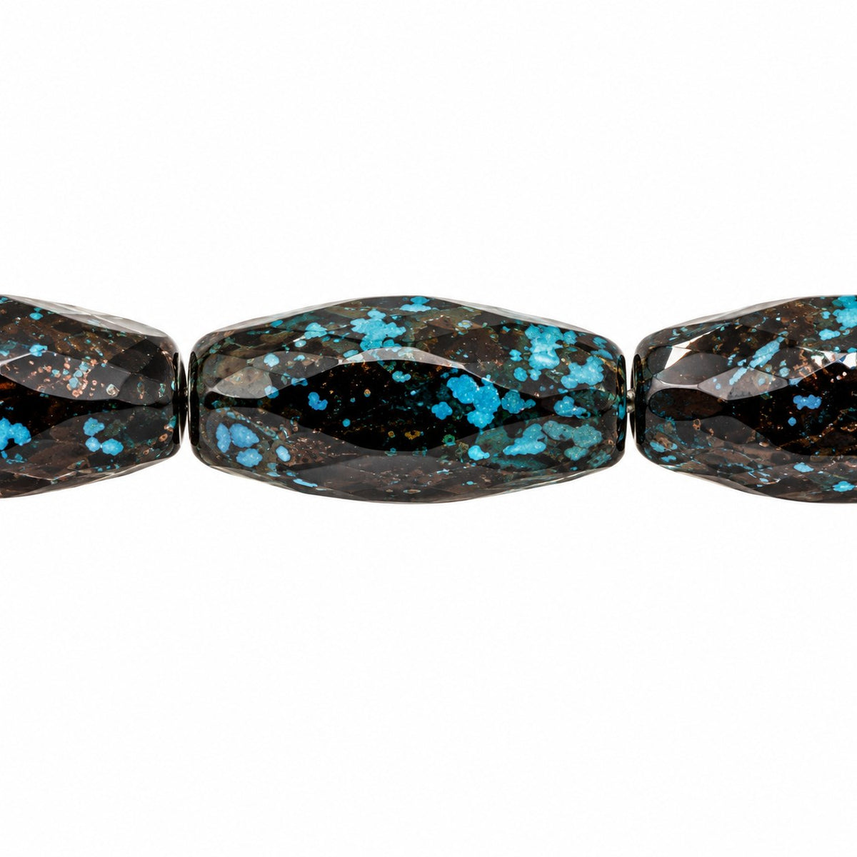 Fire Polished Faceted Oval Beads, Black 84510 Light Blue Lined (23980-84510-46460), Glass, Czech Republic