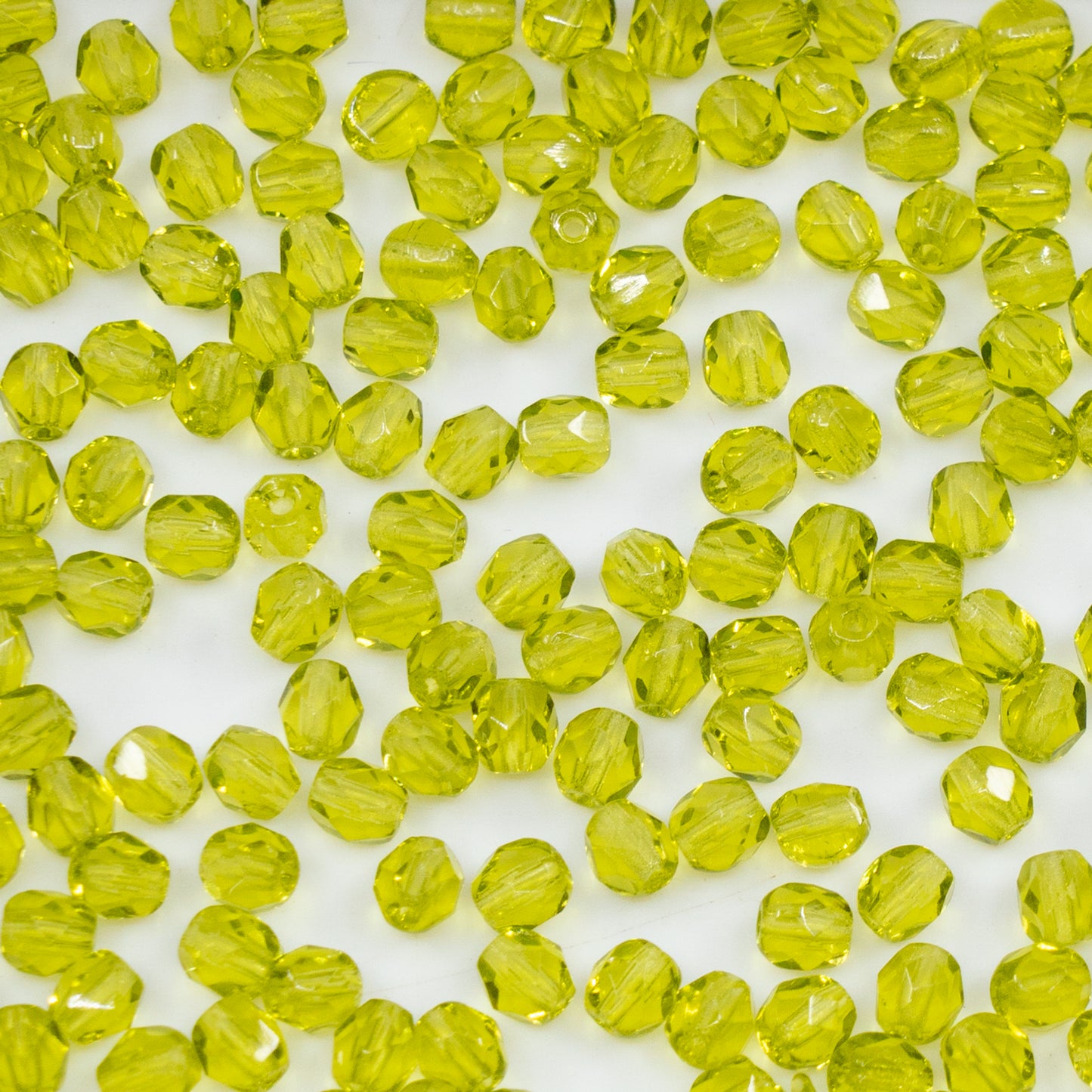 OUTLET 250g/50g Faceted Round Fire Polished Beads, 4 x 4 mm, Green 18 (green-18), Glass, Czech Republic