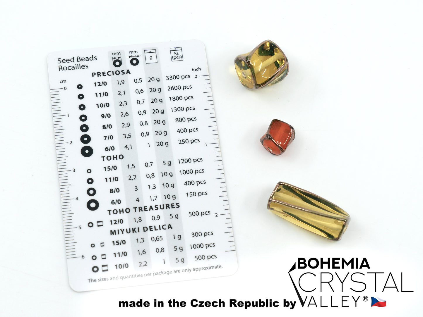 30 pcs Lampwork Beads 587 / Twisted Small Bar (271-00-630), Handmade, Preciosa Glass, Czech Republic