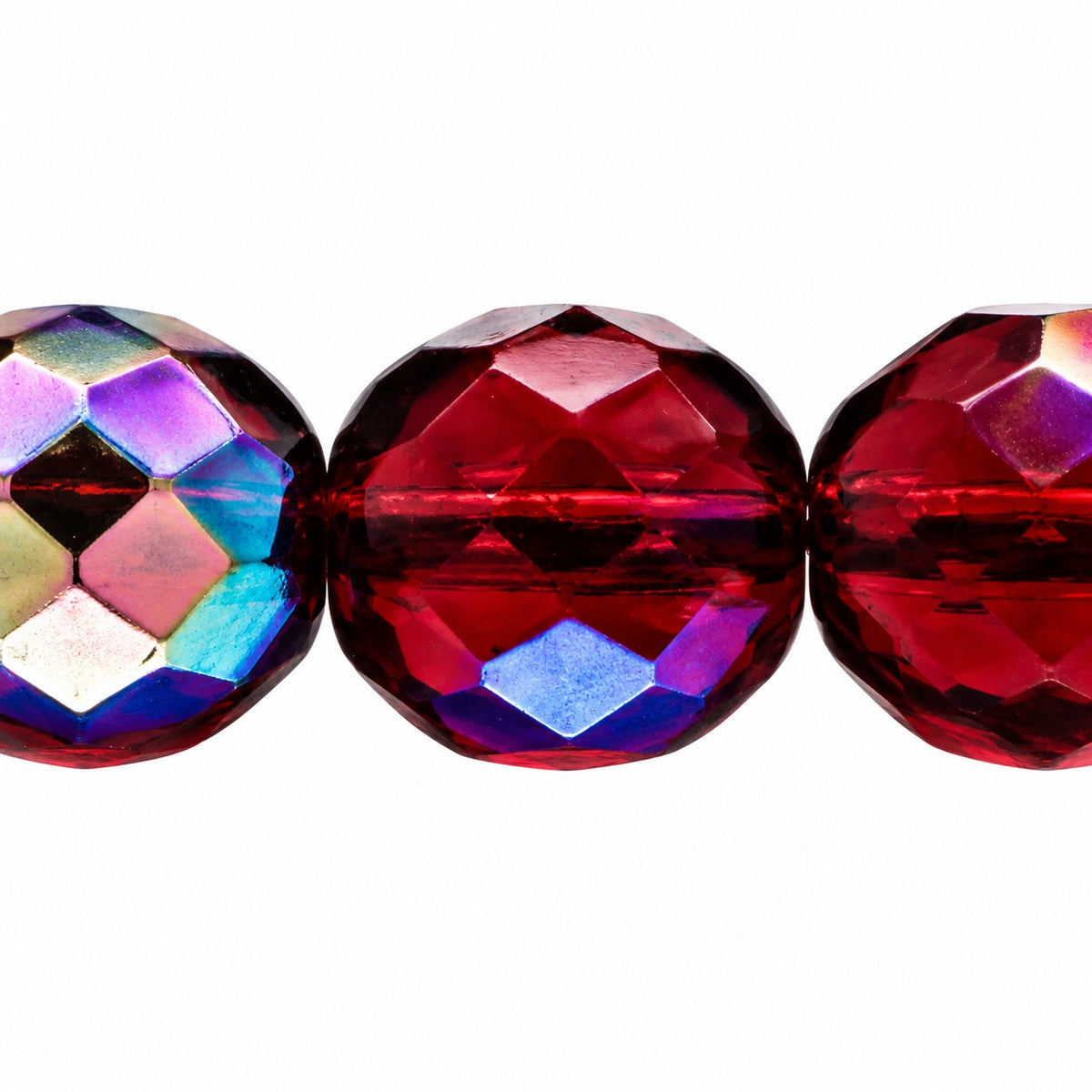 Faceted Round Fire Polished Beads, Amethyst Ab (20060-28701), Glass, Czech Republic
