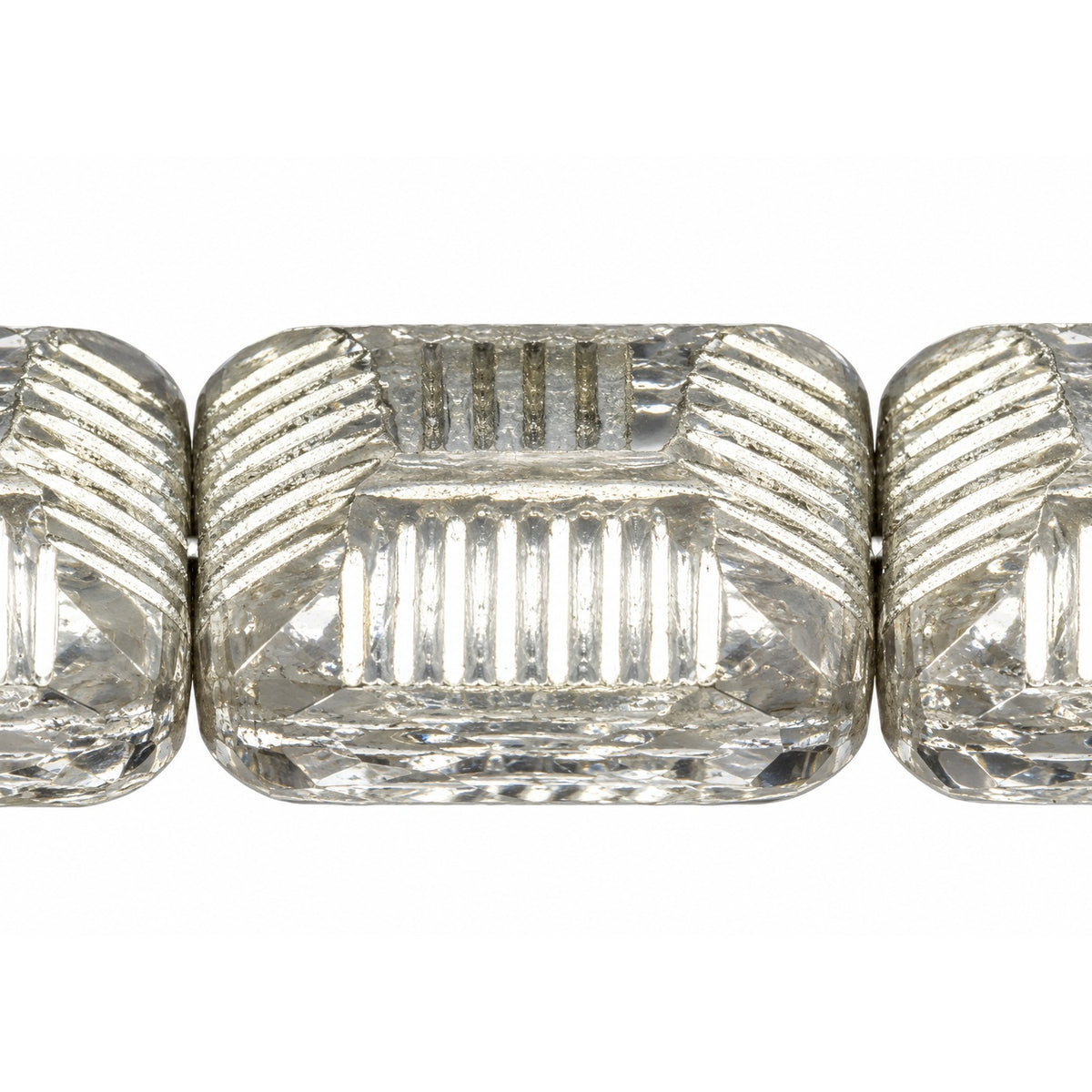 Ribbed Pillow Beads, Crystal Silver Lined (00030-54201), Glass, Czech Republic