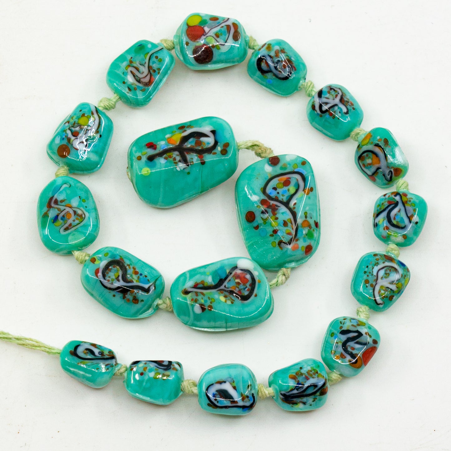 OUTLET 10 grams Stone-Like Shaped Beads, Rquoise Ornament (rquoise-ornament), Glass, Czech Republic