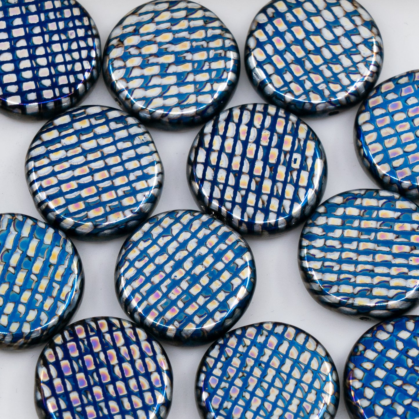 OUTLET 250g/50g Coin Beads, 17 x 17 mm, Batika Mixed Colors 3 (BATIKA-MIX-3), Glass, Czech Republic