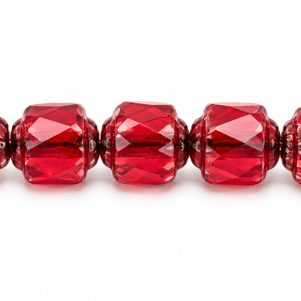 Cathedral Faceted Fire Polished Beads, Light Siam Platin (90070-13702), Glass, Czech Republic