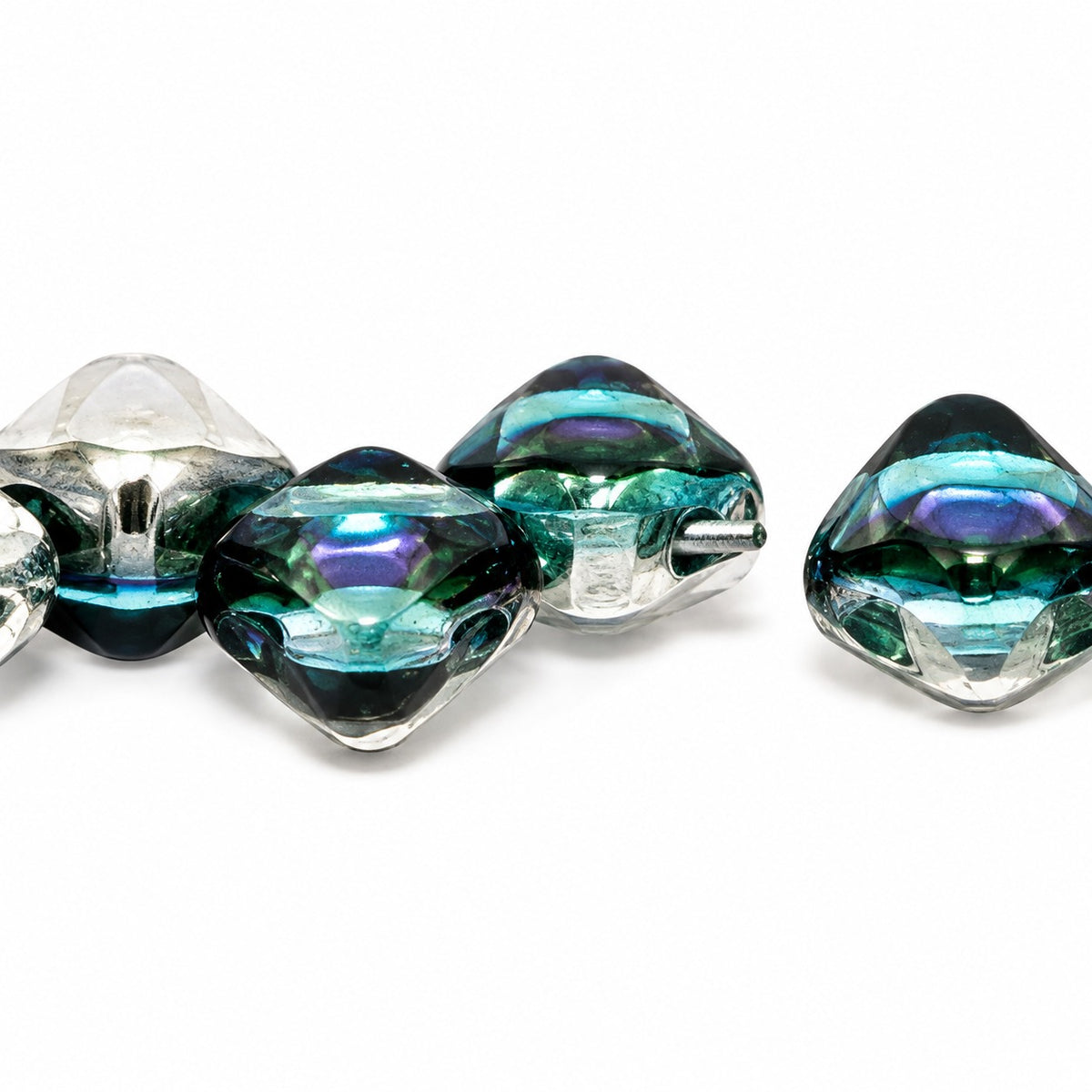 Silky 2-Hole Square Beads, Transparent Aqua 29436 (60000-29436), Glass, Czech Republic