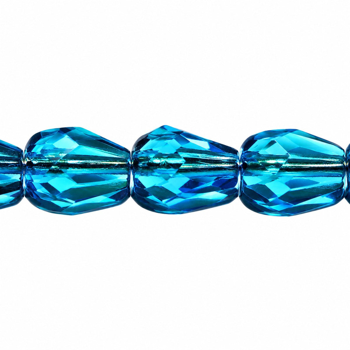Faceted Fire Polished Beads Special Cut, Aqua (60030), Glass, Czech Republic