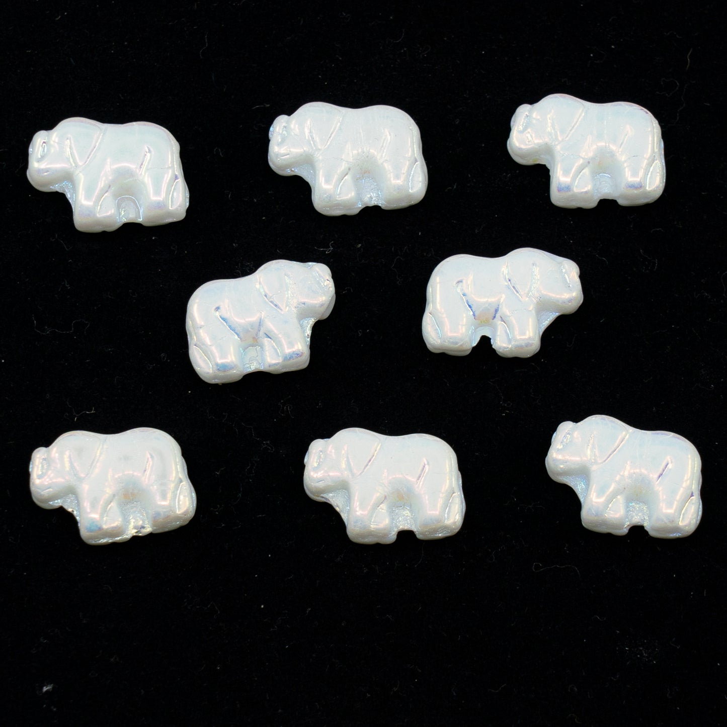 OUTLET 10 grams Elephant Beads, 15 x 11 mm, White Ab Full (2X Side) (02010-28703), Glass, Czech Republic