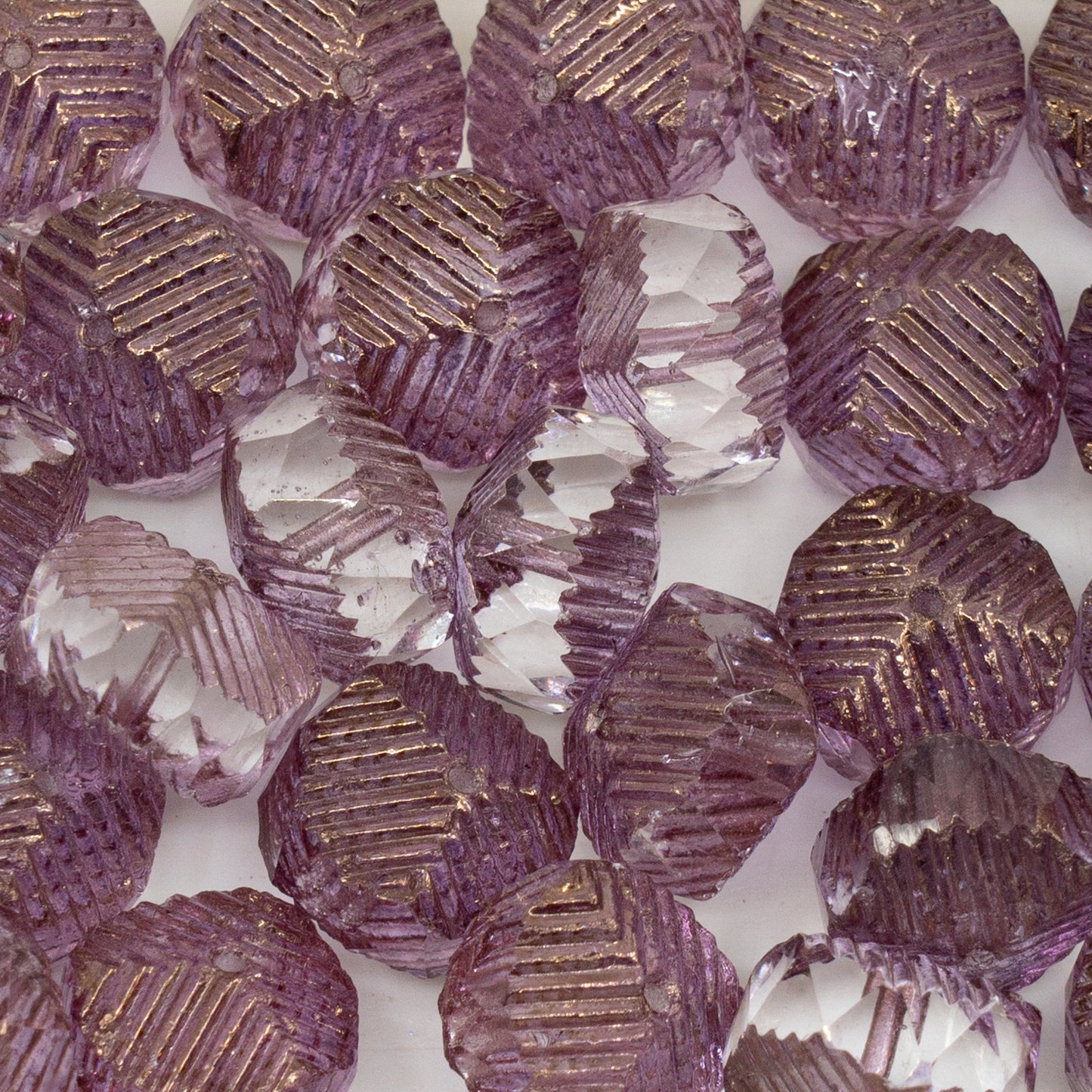 アウトレット 10グラム ファセット加工スペシャルロンデルビーズ ファイアポリッシュ 10 x 14 mm クリスタルブロンズ (00030-14415) ガラス チェコ共和国