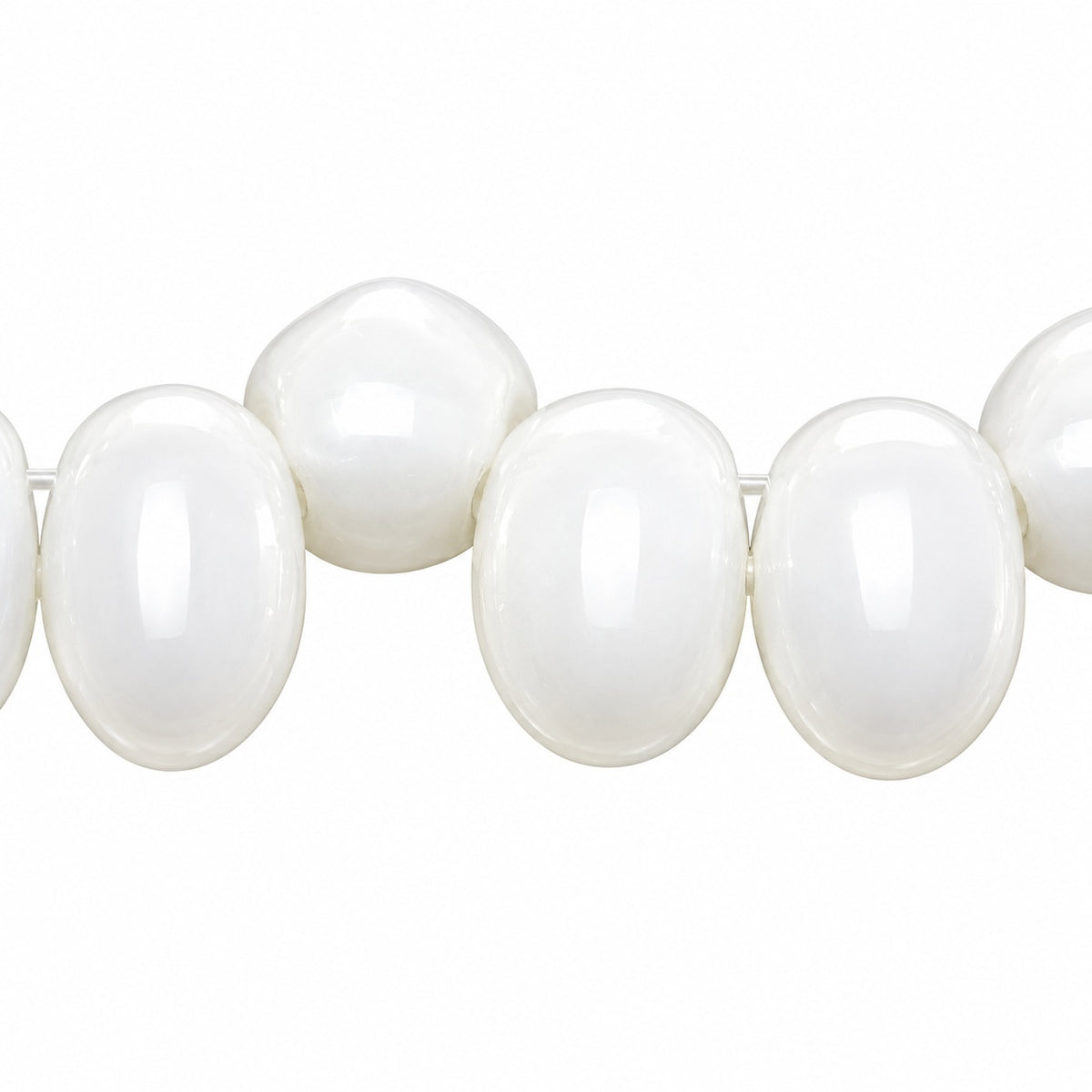 Tulip Petal Beads, White (02010), Glass, Czech Republic