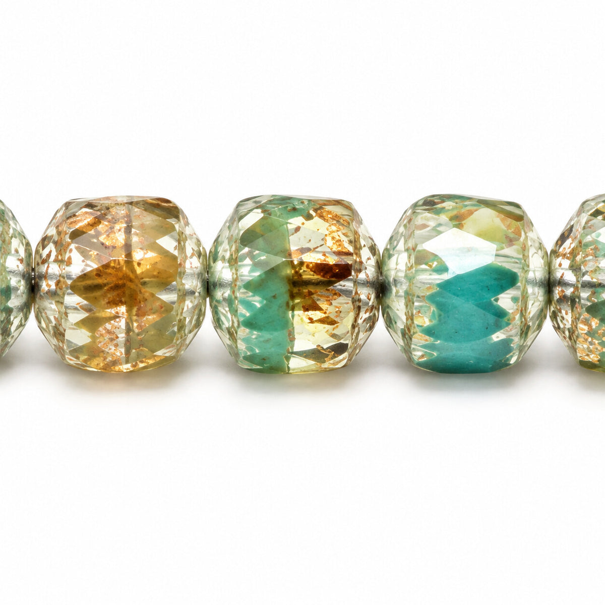 Cathedral Faceted Fire Polished Beads, X1024 Antique Silver Patina (x1024-81002), Glass, Czech Republic