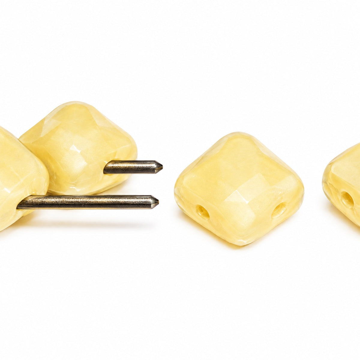 Cross Diagonal Square Beads, Opaque Beige (13010), Glass, Czech Republic
