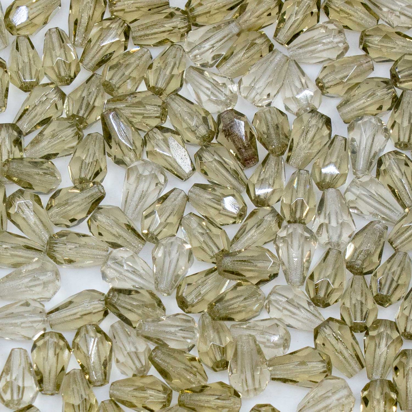 アウトレット 250g ペアーティアドロップビーズ ファセットファセットファイアポリッシュ 7 x 5 mm グレー (00030-81800) ガラス チェコ共和国