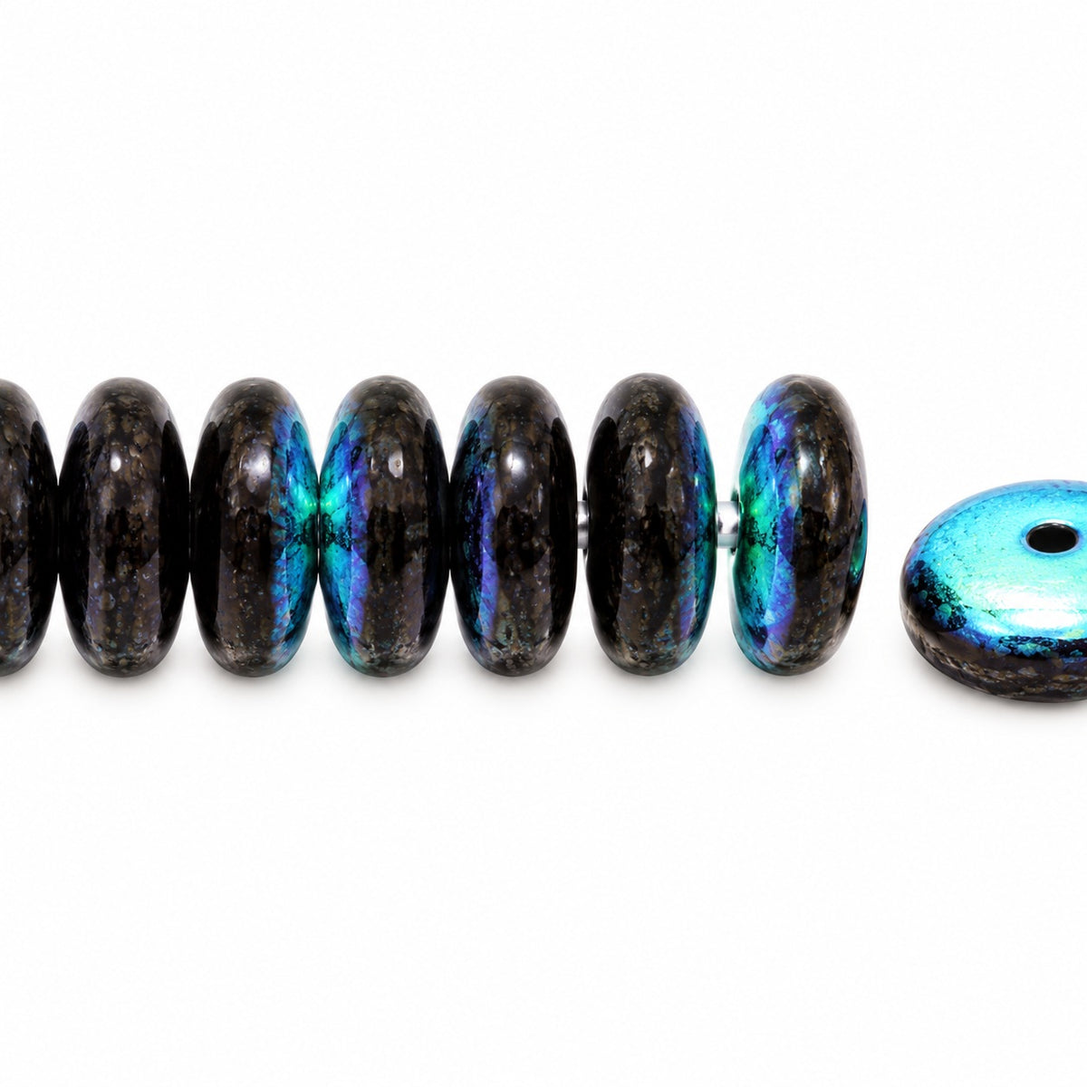 Space Disk Beads, Black Ab (23980-28701), Glass, Czech Republic