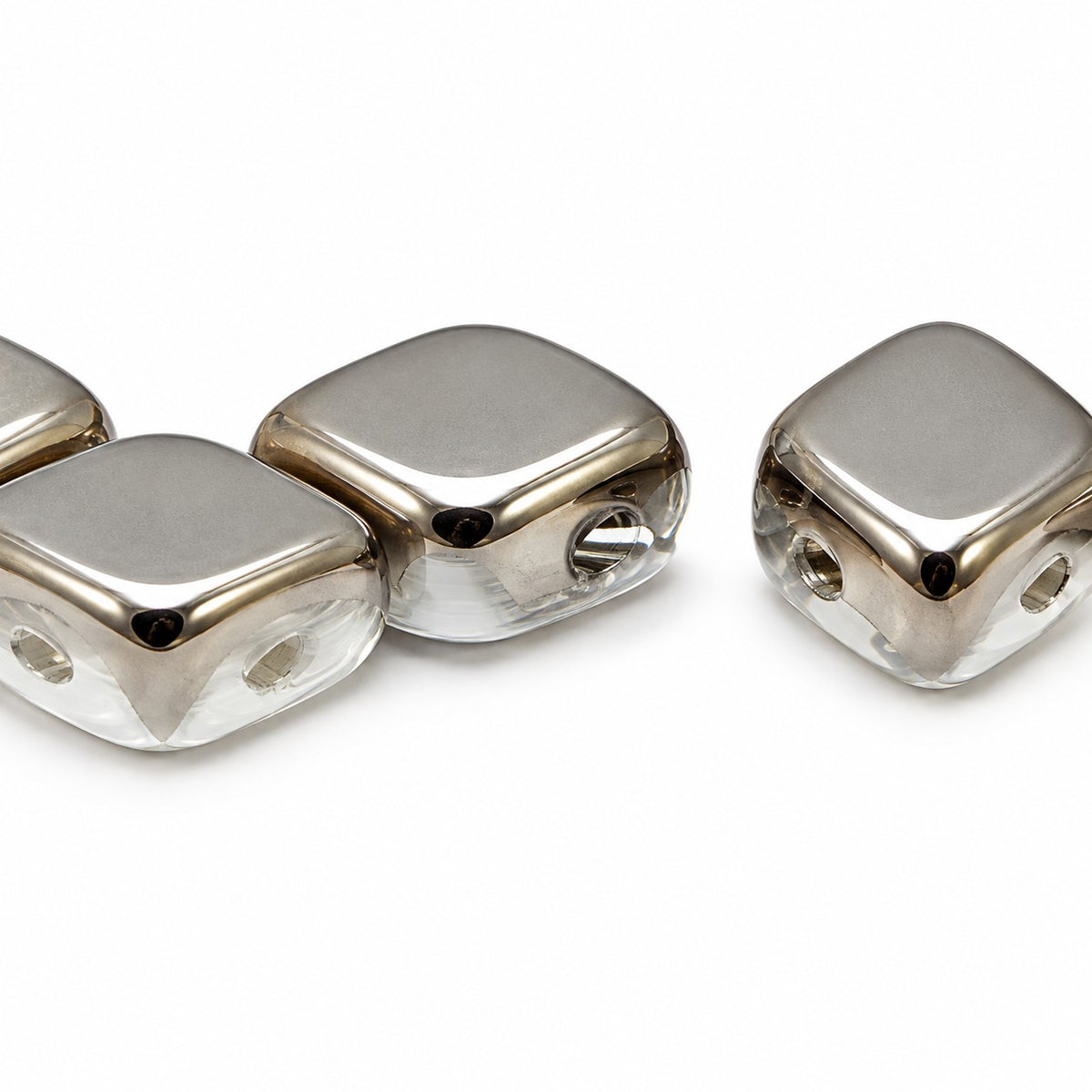 Silkt 2-Hole Beads, Chalk White Chrom (03000-27401), Glass, Czech Republic